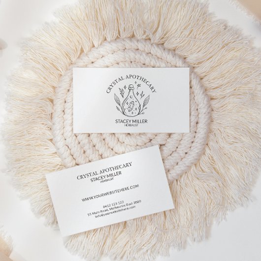 Carte De Visite Apothécaire simple noir et blanc du Nouvel Âge