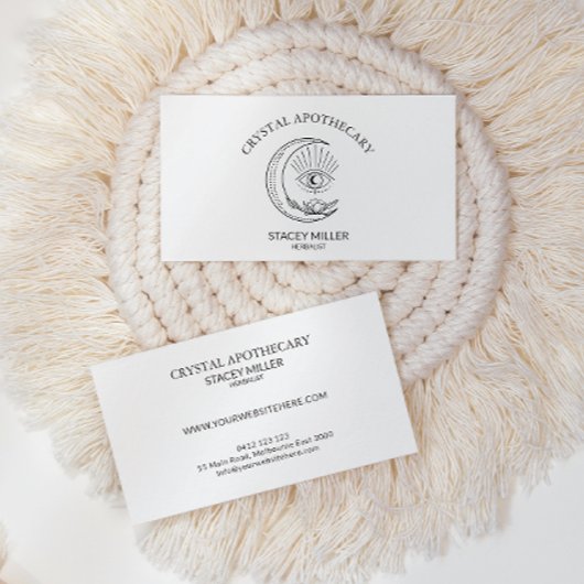 Carte De Visite Apothécaire simple noir et blanc du Nouvel Âge