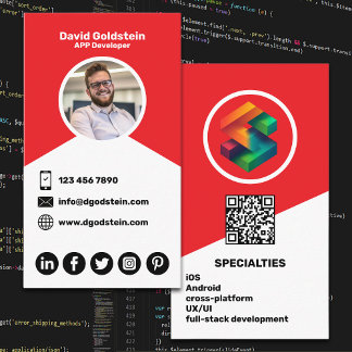 Carte De Visite App Developer - Red
