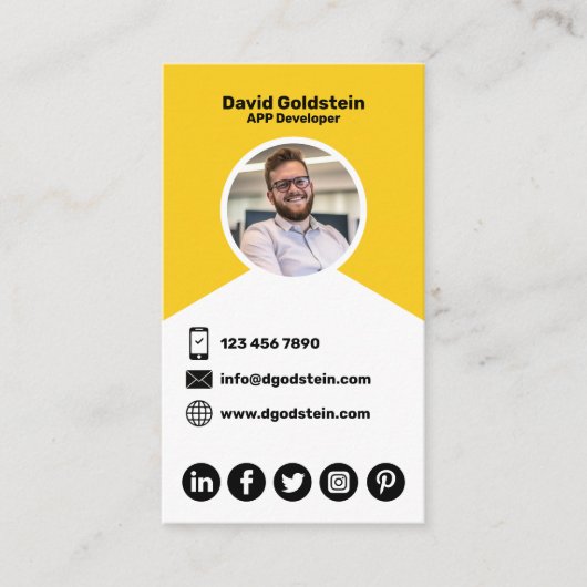 Carte De Visite App Developer - Yellow (Devant)