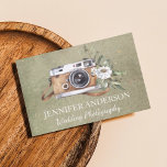 Carte De Visite Appareil photo<br><div class="desc">Cette carte est conçue avec un appareil photo aquarelle et des fleurs blanches sur un côté,  et le blanc standard sur le dos. Personnalisez avec vos informations personnelles pour créer votre carte de visite unique !</div>