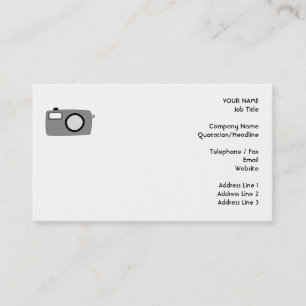 Carte De Visite Appareil-photo gris et noir. Sur le blanc