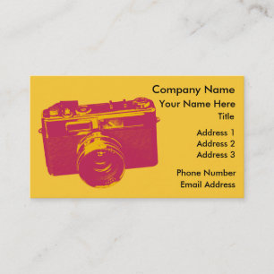Carte De Visite Appareil photo Pop Art Orange & Rouge