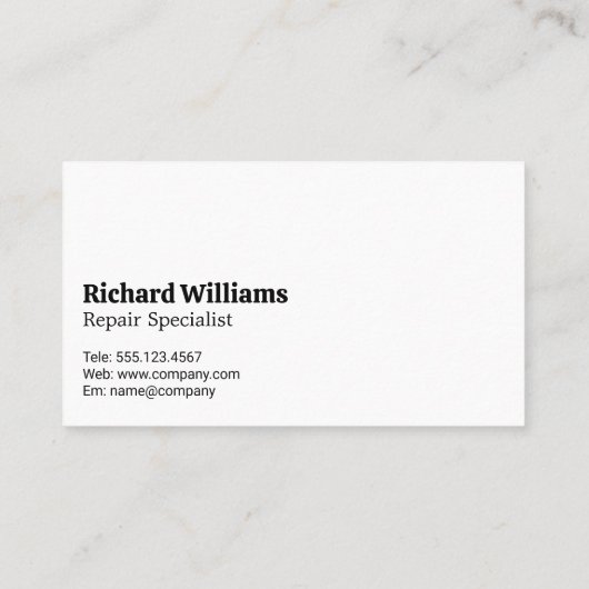 Carte De Visite Appareils de réparation (Dos)