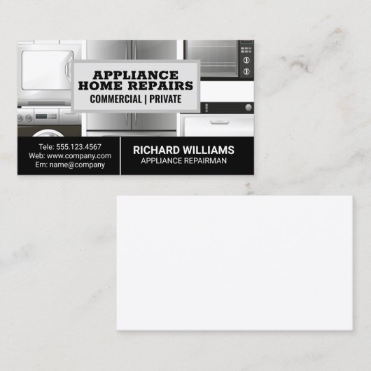 Carte De Visite Appareils électroménagers | Technicien de réparati (Devant / Derrière)