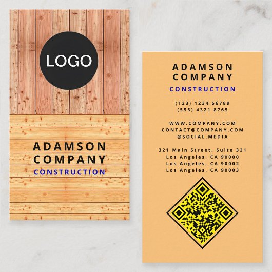 Carte De Visite Apparence professionnelle de grain de bois - Logo 