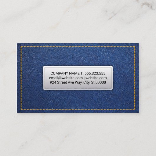 Carte De Visite Apparences jaunes | Arrière - plan en cuir bleu (Dos)