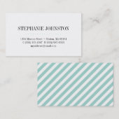 Carte De Visite Appel personnel turquoise strié de mode simple (Devant / Derrière)