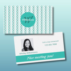 Carte De Visite Appel photo à motif à pois turquoise ! Social