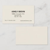 Carte de visite appelant minimaliste d'Ecru (Devant / Derrière)