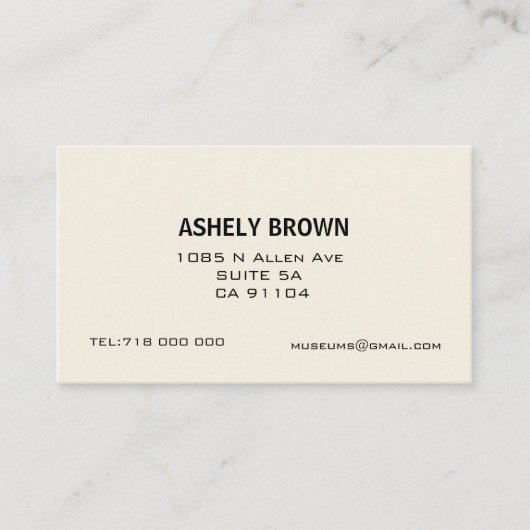 Carte de visite appelant minimaliste d'Ecru (Devant)