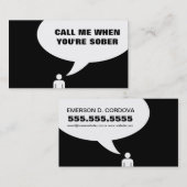 Carte De Visite appelez-moi quand vous êtes sobres (Devant / Derrière)