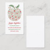 Carte de visite Apple de l'enseignant des semences (Devant / Derrière)