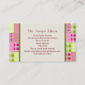 Carte De Visite Apple et Madras verts ont inspiré le professeur de (Dos)