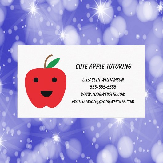 Carte De Visite Apple Teacher Tutor mignon rouge Personnaliser