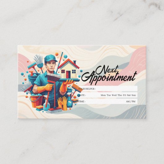 Carte De Visite Appointment Reminder House Cleaning Housekeeping (Devant)