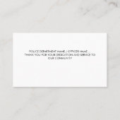 Carte De Visite Appréciation de la police Merci de l'application d (Dos)