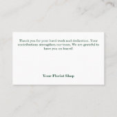 Carte De Visite Appréciation de l'équipe : Florist Shop Merci (Dos)