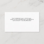 Carte De Visite Appréciation du Merci de police (Dos)