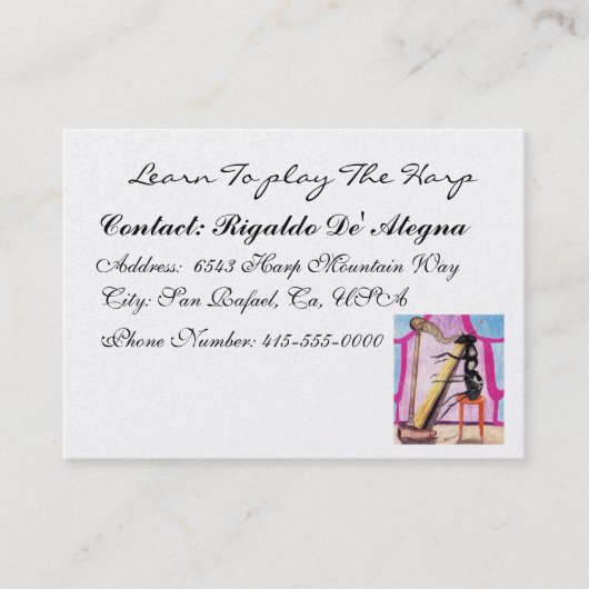 Carte De Visite Apprendre À Jouer La Harpe (Devant)