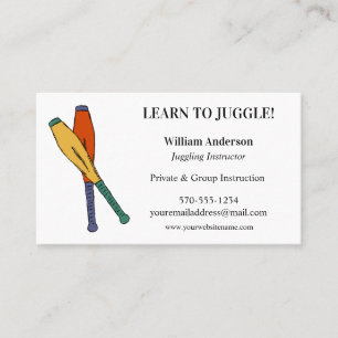 Carte De Visite Apprendre à Juggle, Jongleur professionnel, Jongla