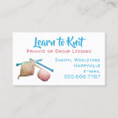 Carte De Visite Apprendre à Knit Needles Yarn Tricots leçons (Devant)