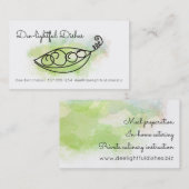 Carte De Visite Approvisionnement de chef d'aquarelle de pois de (Devant / Derrière)