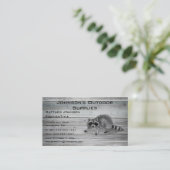 Carte De Visite Approvisionnement extérieur de Racoon en bois (Debout devant)