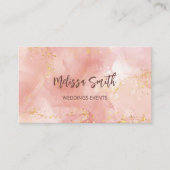 Carte De Visite Apricot Encre Aquarelle Or Agate Scan QR Code (Devant)