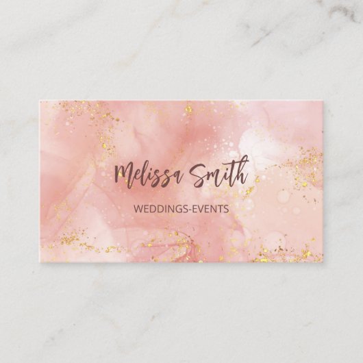 Carte De Visite Apricot Encre Aquarelle Or Agate Scan QR Code (Devant)