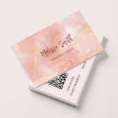 Carte De Visite Apricot Encre Aquarelle Or Agate Scan QR Code