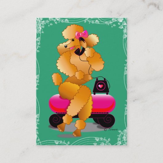 Carte De Visite Apricot Poodle Rétro Téléphone (Devant)