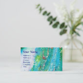 CARTE DE VISITE AQUA ABSTRAIT BLEU TURQUOISE ÉPARKLES D'OR, SCEAU (Debout devant)