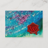 CARTE DE VISITE AQUA ABSTRAIT BLEU TURQUOISE ÉPARKLES D'OR, SCEAU  (Dos)