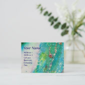 CARTE DE VISITE AQUA ABSTRAIT BLEU TURQUOISE ÉPARKLES D'OR, SCEAU  (Debout devant)