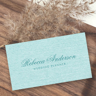 Carte De Visite Aqua bleu lin chic joli script tendance