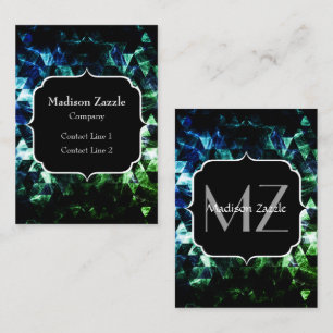 Carte De Visite Aqua bleu noir Géométrique Smoky Abstrait Monogram