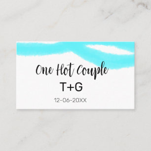 Carte De Visite Aqua bleu pastel one hot couple ajouter nom date