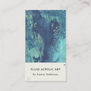 CARTE DE VISITE AQUA BLEU TURQUOISE FLUID ACRYLIQUE RÉSIN ART ARTI