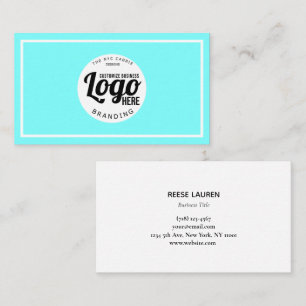 Carte De Visite Aqua Blue and White Logo Professionnel