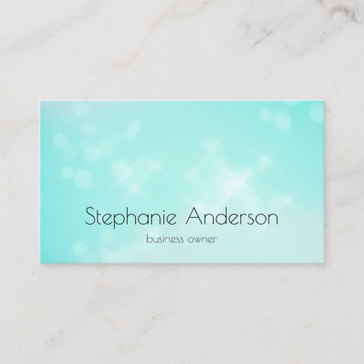 Carte De Visite Aqua Blue Bokeh luxe étincelante (Devant)