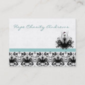 Carte De Visite Aqua Blue Fashion Diva Damask (Dos)