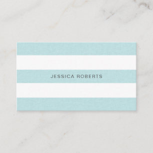 Carte De Visite Aqua Blue Faux Linen Stripes Motif Élégant