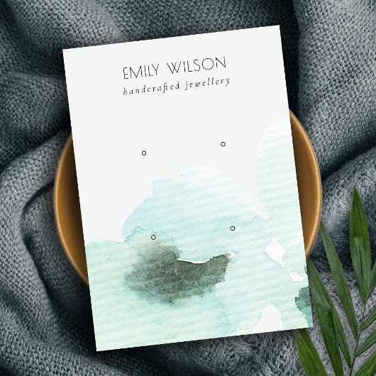 Carte De Visite Aqua Blue Floral Abstrait 2 Étui Écran d'oreille