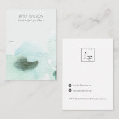 Carte De Visite Aqua Blue Floral Abstrait Collier Band Display (Devant / Derrière)