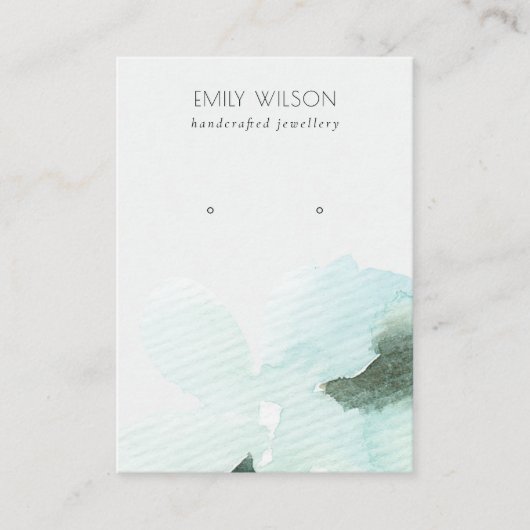 Carte De Visite Aqua Blue Floral Abstrait Écran d'oreille (Devant)