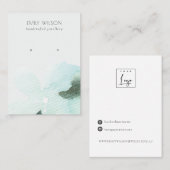 Carte De Visite Aqua Blue Floral Abstrait Écran d'oreille (Devant / Derrière)