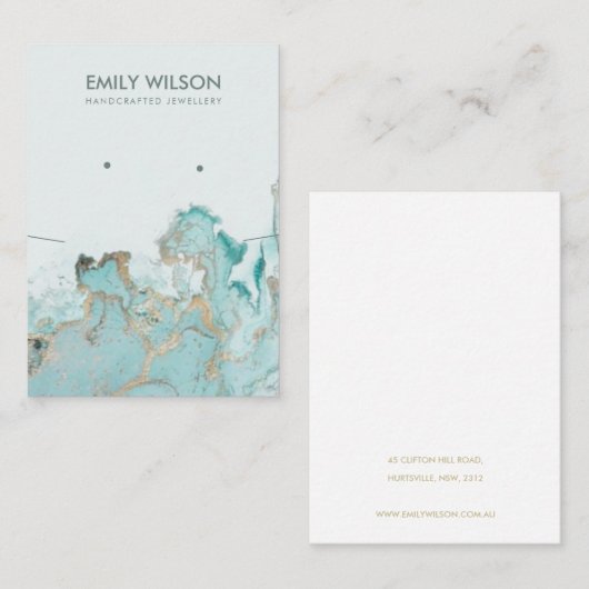 CARTE DE VISITE AQUA BLUE GOLD AGATE MARBRE STUD ÉCRAN ÉCRAN (Devant / Derrière)