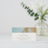 Carte De Visite Aqua Blue Gold Paint Texture Référer un ami (Debout devant)