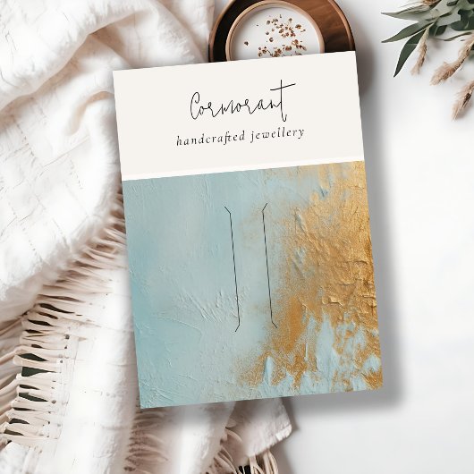 Carte De Visite Aqua Blue Gold Peinture Texture Ecran à poil